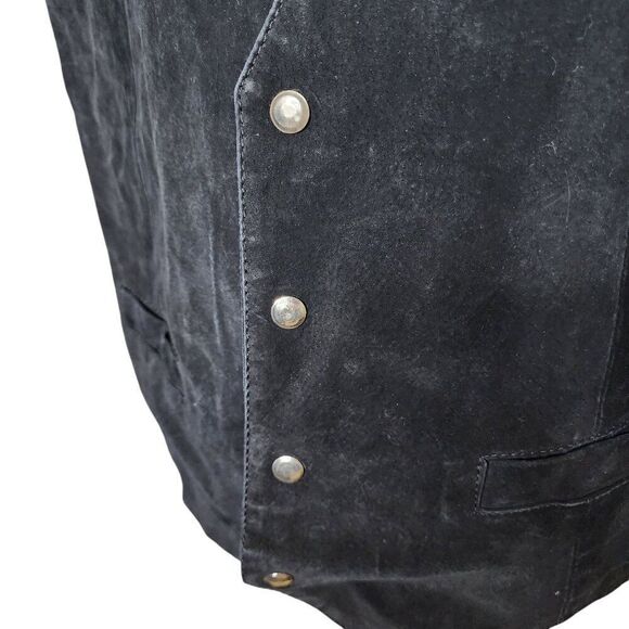 Vintage 90s Leather Suede Vest Mens Size L Black - Picture 5 of 8